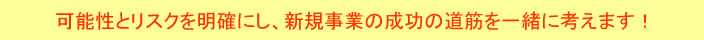 可能性とリスクを明確にし、新規事業の成功の道筋を一緒に考えます！